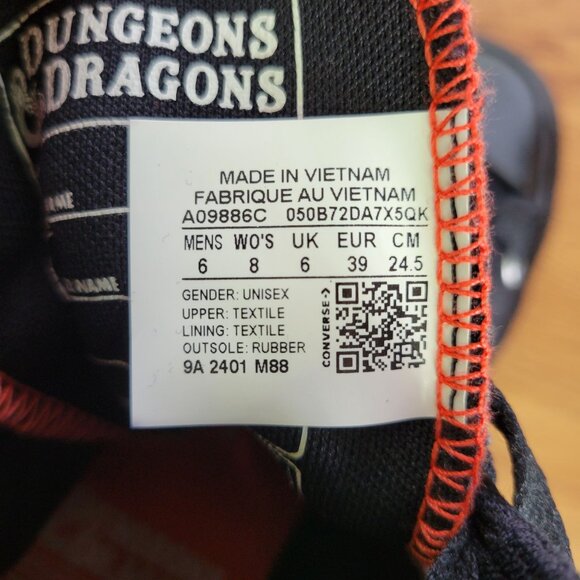 ⭐Converse x Dungeons & Dragons Chuck Taylor All Star Black Red Womens 8 A09886C - Picture 12 of 12